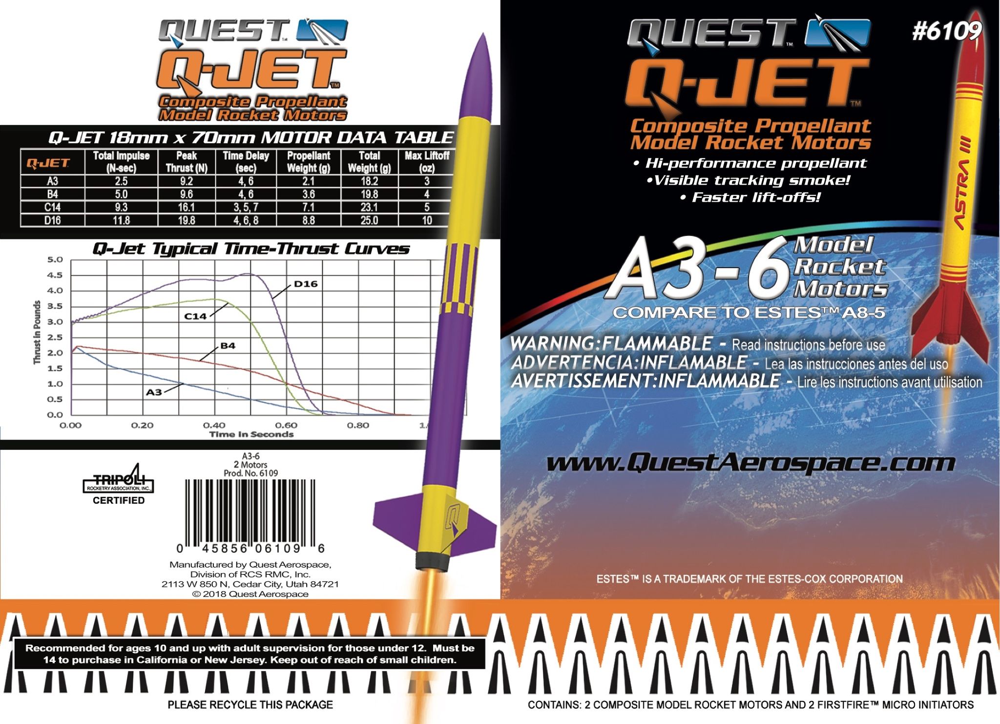 Quest 6118 C12-8 2-pack Model Rocket Motors QUS6118 for sale online 